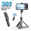 Selfie Stick Tripod S03 Extendable Stick Mini Tripod With Detachable Remote For Smart Phones Selfie Phone Holder for iPhone IOS Android