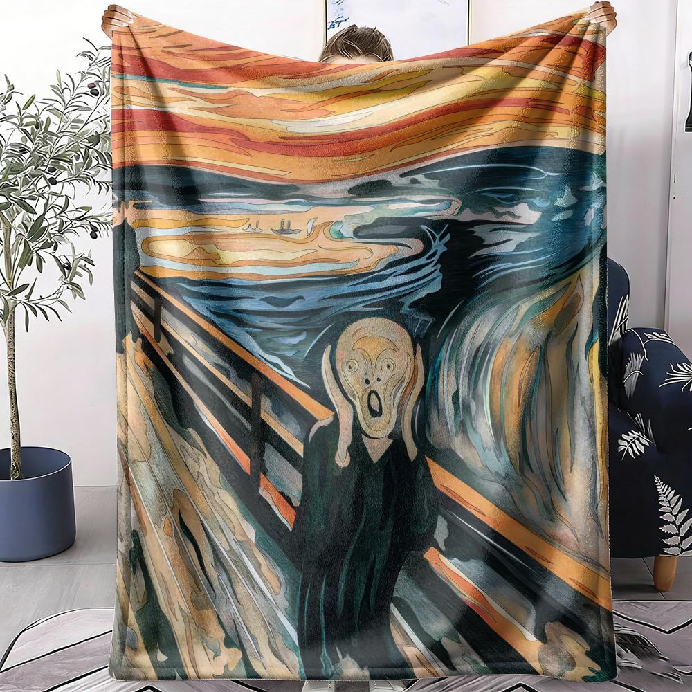 The Scream Painting Throw Soft Flannel AC Blanket Lightweight Summer Nap Throw Cozy Blanket for Sofa Bed Travel Home