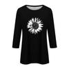Women's Fashion Casual Round Neck 3/4 Sleeve Loose  Printed T-Shirt Ladies Top