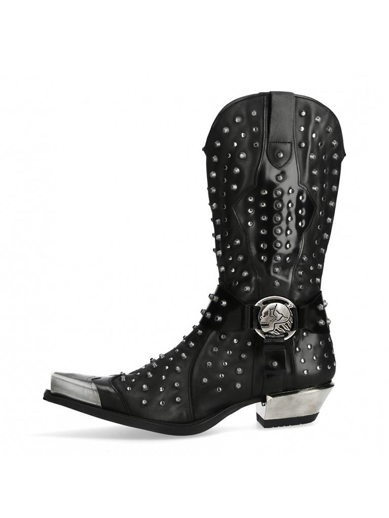 Fashion Fashion Punk Men Women Chelsea Boots Rivets Black Metal Square Toe Buckle Motorcycle Boots Leather Handmade Designer Shoes 35-45