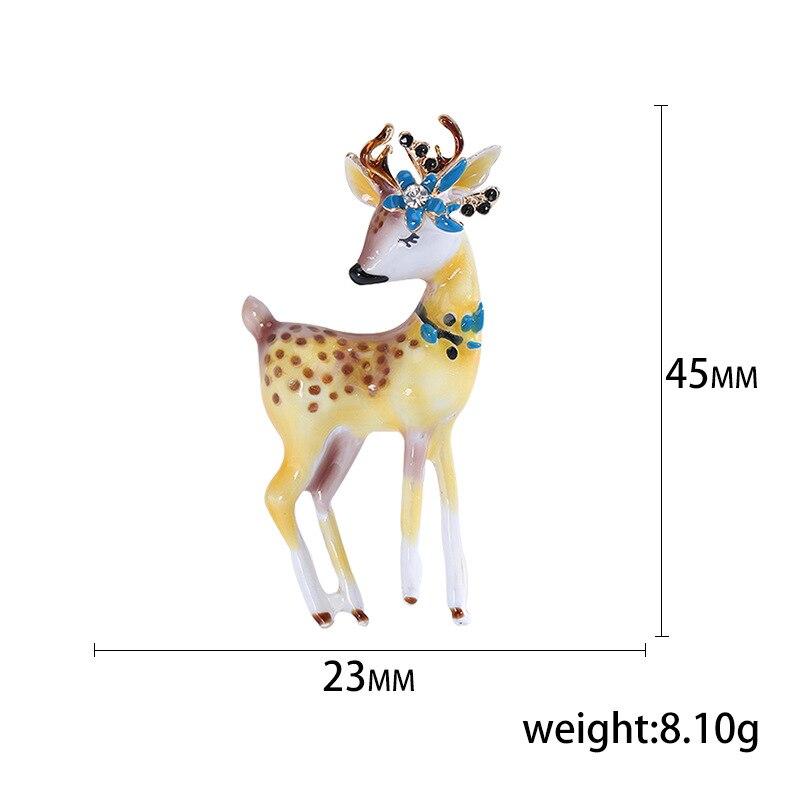 Blucome Fashion Alloy Drop Oil Sika Deer Brooch Cute Animal Women Suit Pin Clothing Accessories