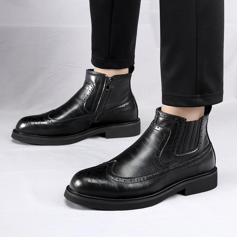 Модные роскошные брендовые мужские ботинки Chelsea, высококачественные кожаные туфли с резьбой, дизайнерские ботинки, модные повседневные деловые ковбойские сапоги