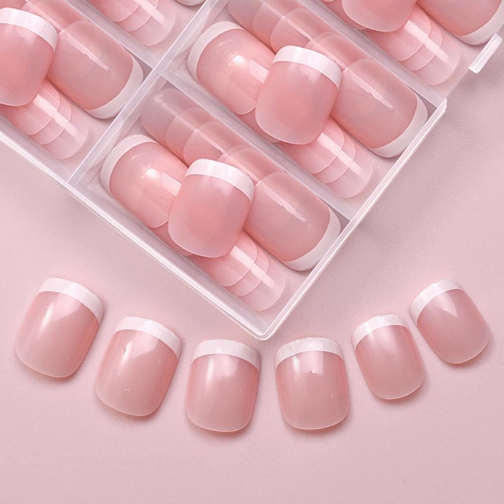 120 штук в коробке с накладными ногтями, короткие ногти в белом французском стиле, нюдовые цвета, короткие ногти, накладные ногти