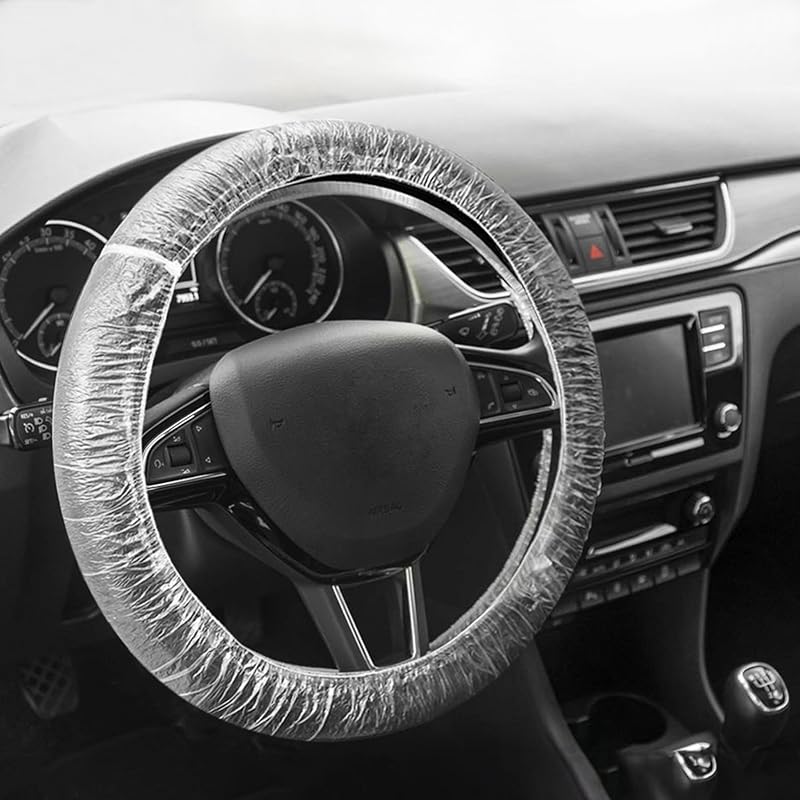 Disposable Steering Wheel Covers, Transparent Car Accessories, Plastic Steering Wheel Cover, Steering Wheel Protector (Translucent-50Pcs)