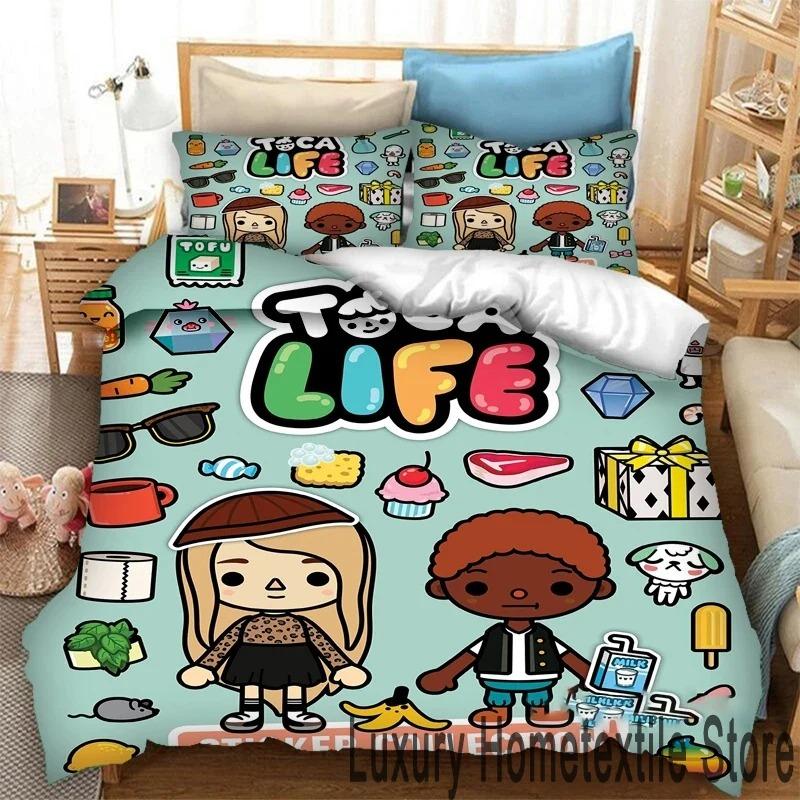 3D-принт игра Toca Life World Cartoons Постельное белье Double Twin King Пододеяльник Одеяло Наволочка Мальчики Девочки Взрослые Спальня