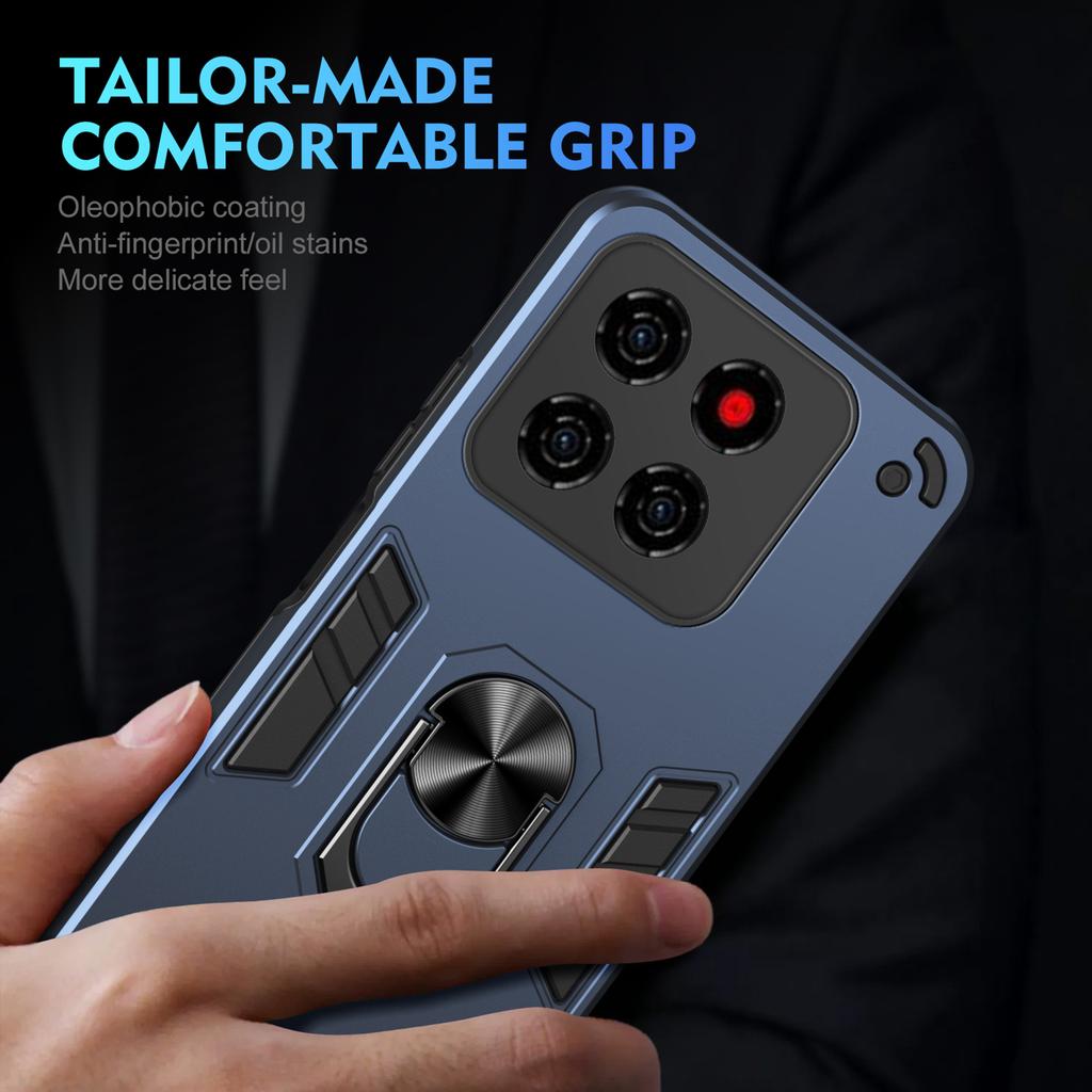 For ZTE Blade A56 Case PC+TPU Drop Defend Phone Cover with Ring Kickstand