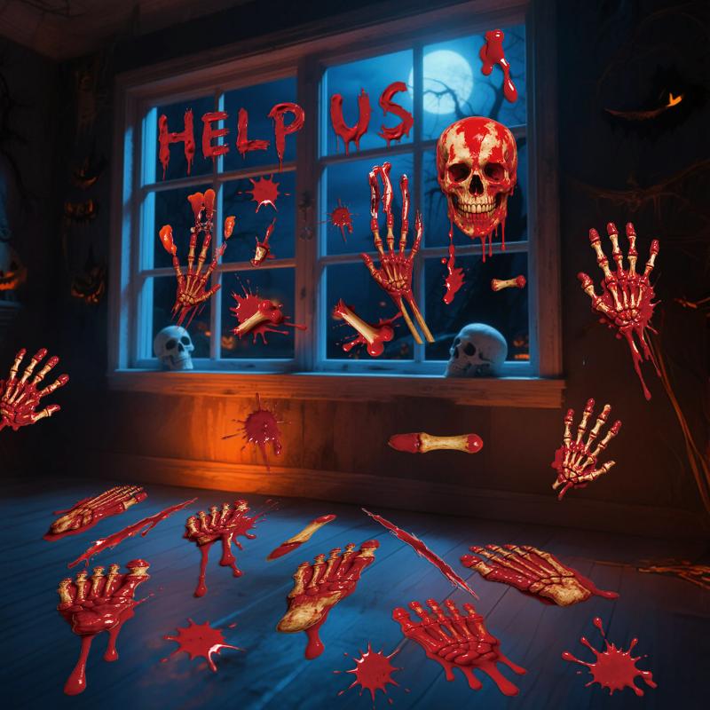 Halloween Window Sticker Pumpkin Bat Castle Pattern Wall Stickers Halloween Decals