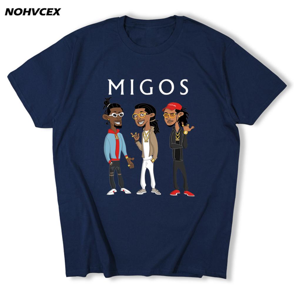 Migos Хип-хоп Хлопок Мужская Футболка Мода