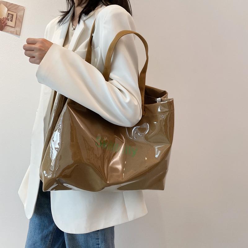 Trendy Transparent Handbag For Women Spacious And Minimalistic Single Shoulder Bag For Summer 2022 White Brown)