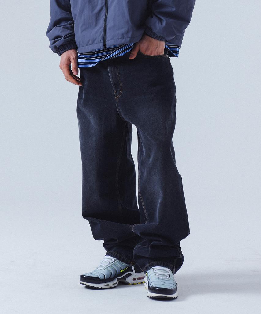 ANNOT Stone Washed Denim Pants Snow Black
