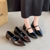 Fashion 2025 Solid Color Classic Pointy Low-cut Shoes Women's Spring Autumn Plus Size Fashion Retro Shallow-mouthed Mary Jane High Heels