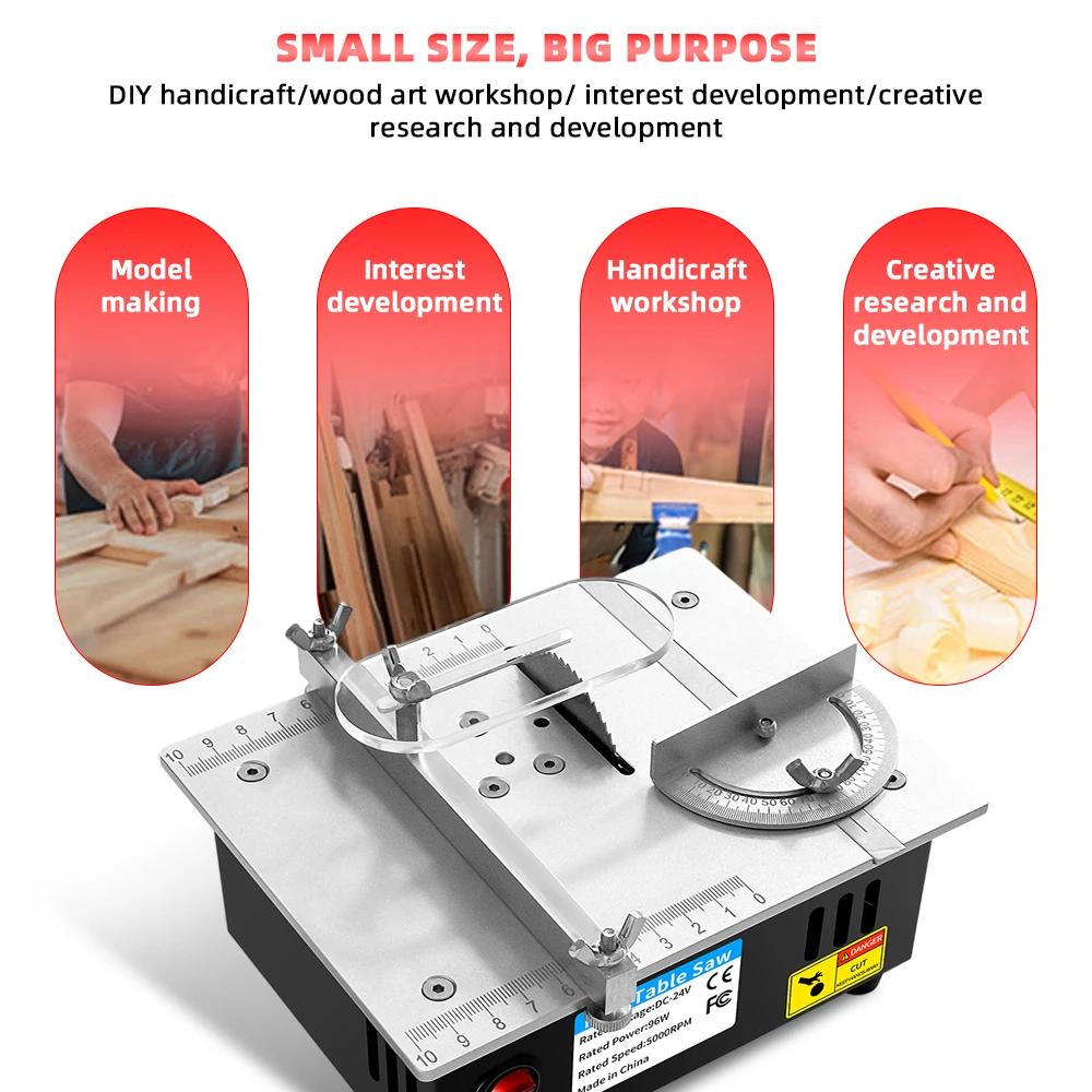 Mini Table Saw Multifunctional Electric Desktop Saws Woodworking DIY Model Crafts Cutting Tool 96W Bench Lathe Cutter Machine
