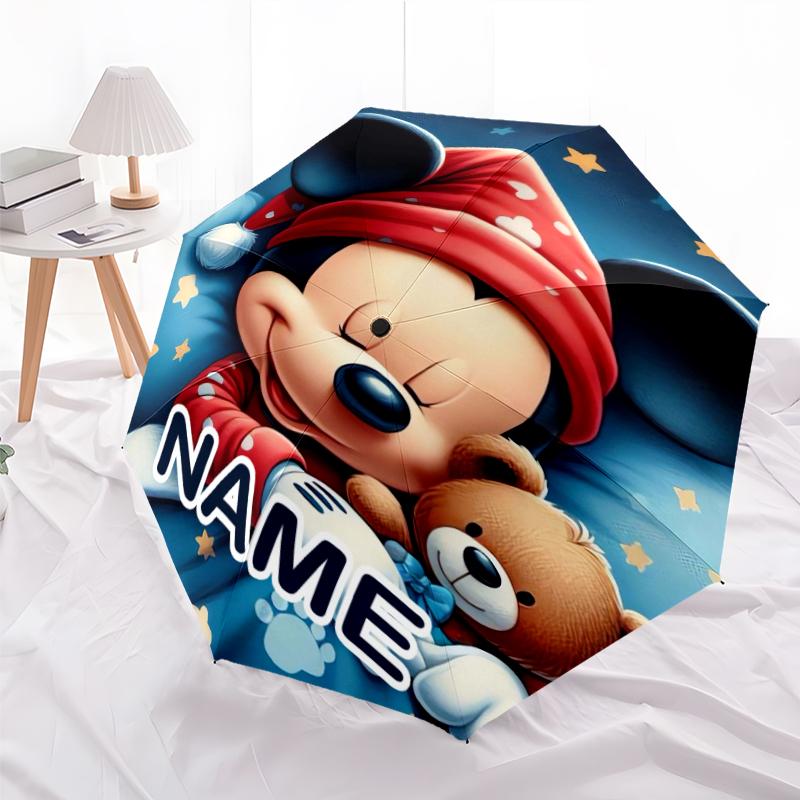 Personalized Name M-Mickey Print Umbrella - Automatic Open/Close, Eight-Rib Durable Frame, Automatic Folding Umbrella