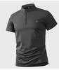 Half zip stand up collar design/high stretch fabric: Summer business casual drape men's light trendy short sleeved t-shirt