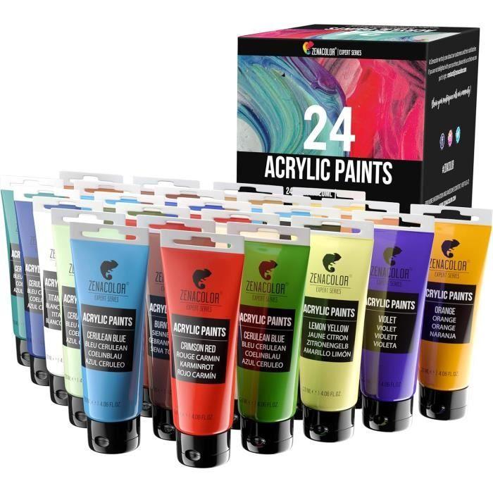 Peinture Acrylique - Zenacolor - Kit De 24 Tubes 120ml - Non Toxique - Résistante À La Lumière - Mixte