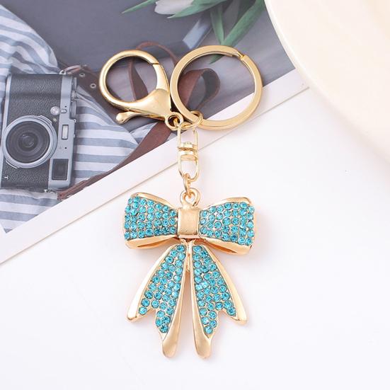 Women Rhinestone Bow Keychain Sparkling Bow Bag Charm Faux Crystal Key Chain