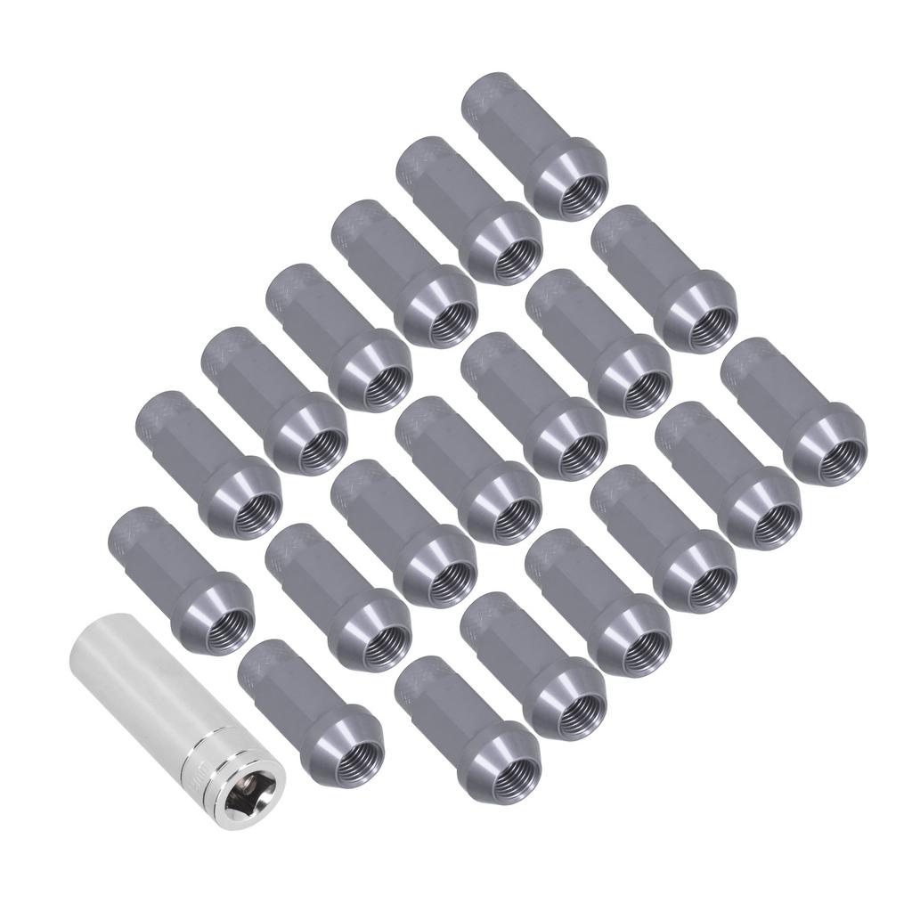 20 шт. Колесные гайки M14x1.5 резьба высота 2 дюйма алюминий 7075 T6 сквозное отверстие стопорные гайки титанового цвета