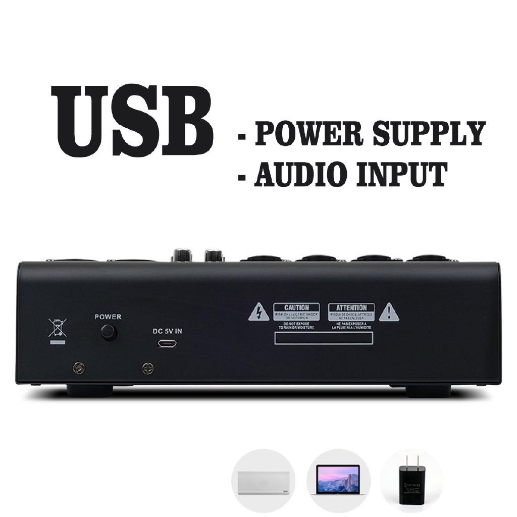 48V Портативный Bluetooth 6-канальный Микшерный пульт Аудиомикшер с USB DJ Звуковой микшер MP3 Разъем Усилитель Караоке