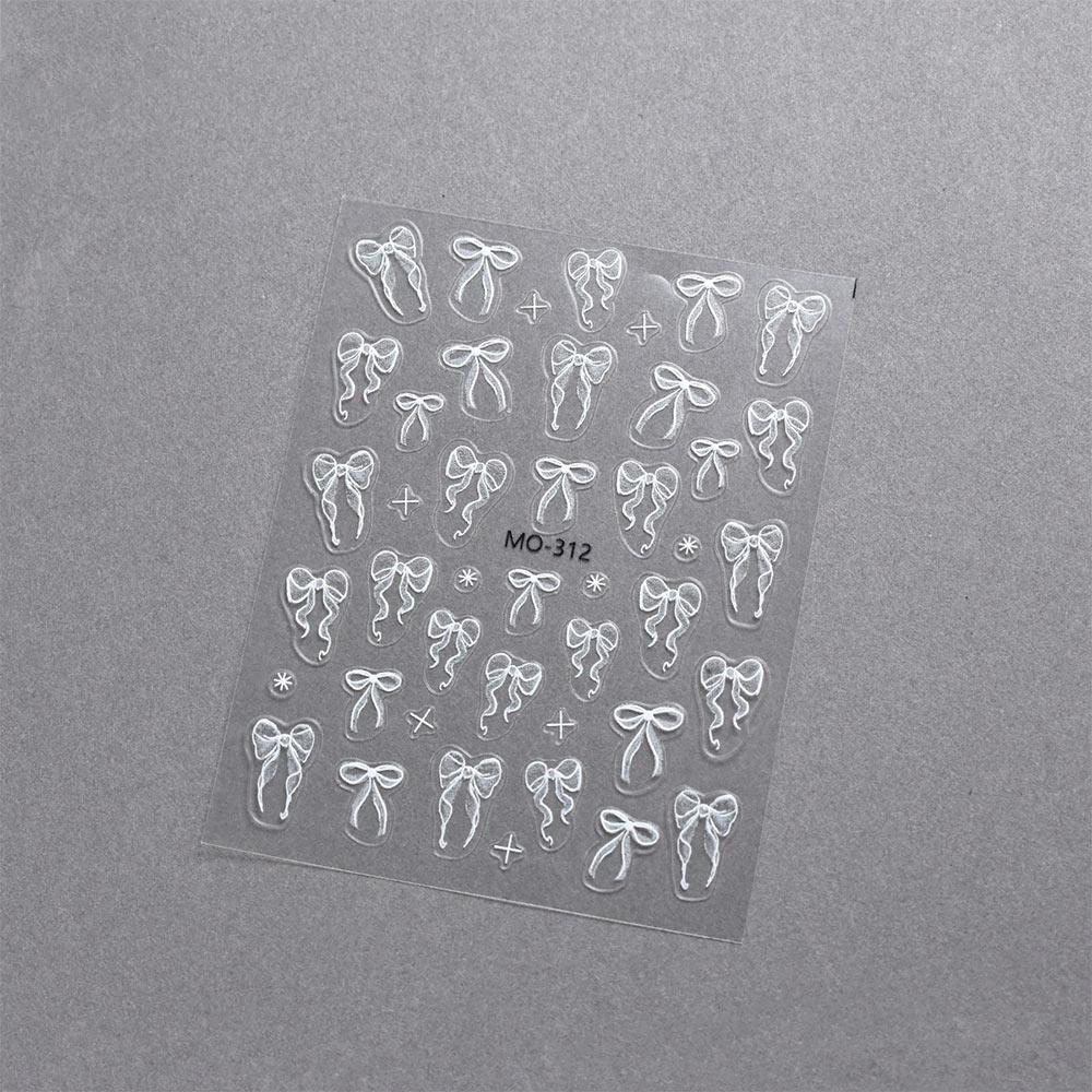 3D Embossed Bowknot Flower Nail Art Sticker Self-Adhesive Slider Nail Art for Women Girls