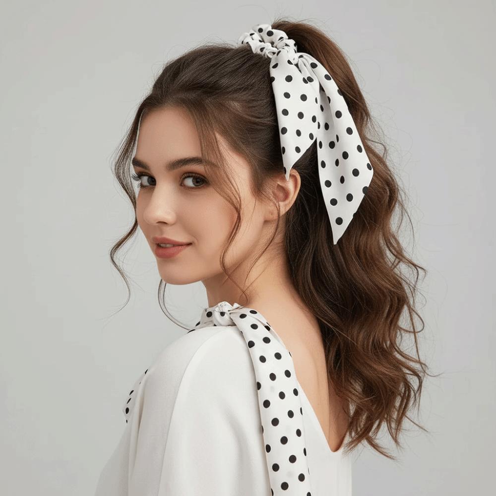 Cute Style Polka Dot Chiffon Scrunchies Elegant Hair Accessories Elastic Hair Bands  Daily Wear