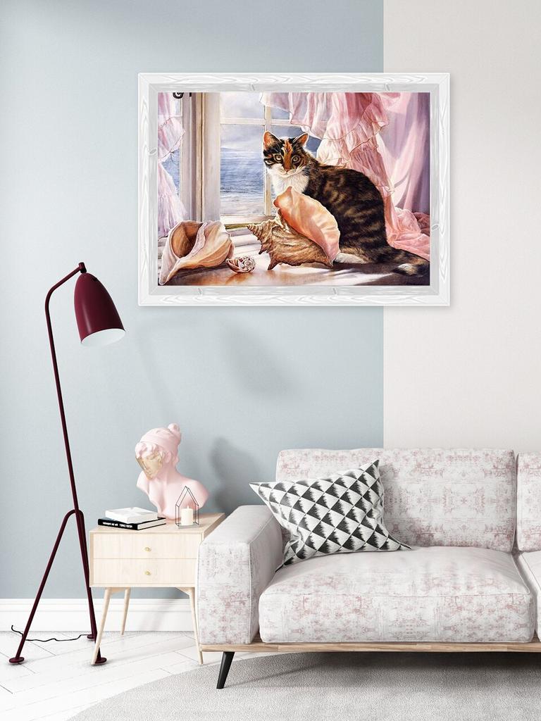 5D DIY алмазная живопись милый кот Алмазная вышивка оконный пейзаж вышивка крестом полная квадратная круглая дрель ремесла домашний декор подарок