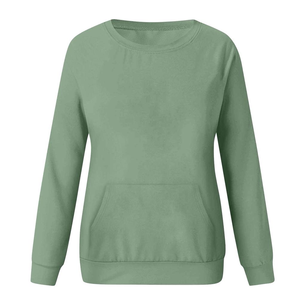 Женская повседневная модная блузка с длинным рукавом и карманом с цветочным принтом и круглым вырезом