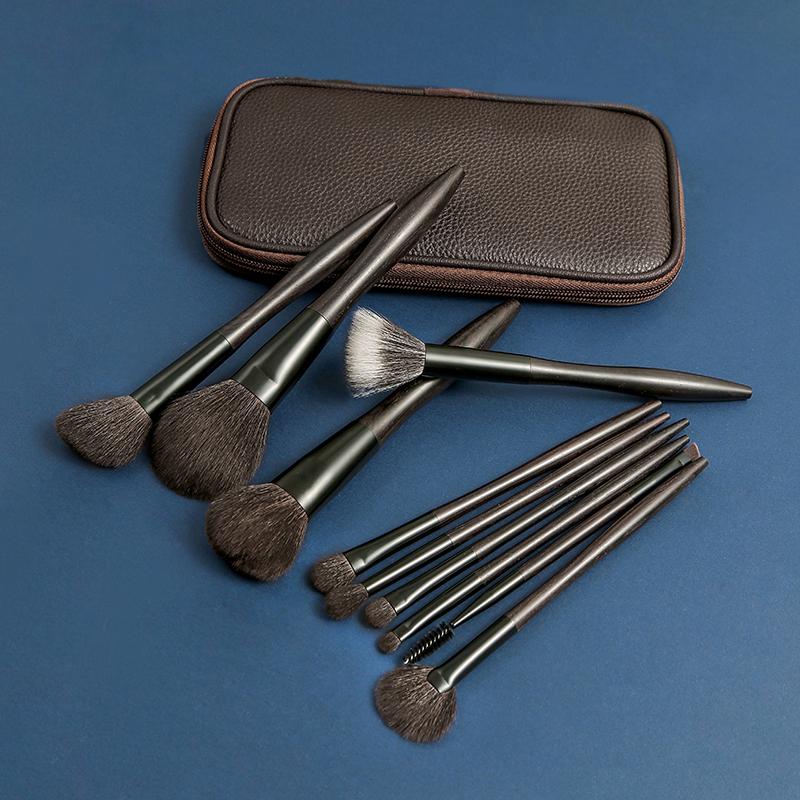 10Pcs Matte Gray Handle Makeup Brush Set Rubber Paint Soft Dense Fiber Face Eye Brushes Professional Elegant Kit