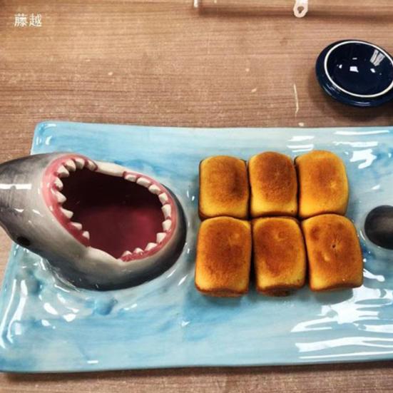 Тарелка для суши Керамический поднос для суши в форме акулы Поднос для сервировки суши-лодки