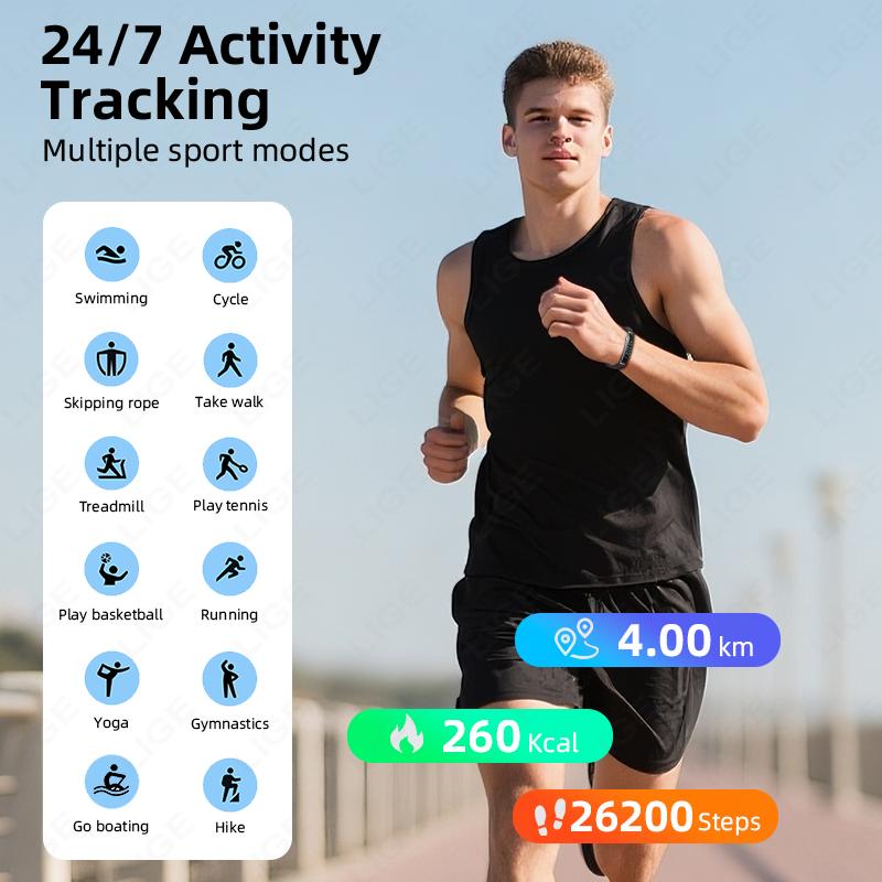 Call Reminder Smart Bracelet Fitness Sleep Tracker Heart Rate Stress HRV Health Monitor Step Counting Sport Smartwatch Band