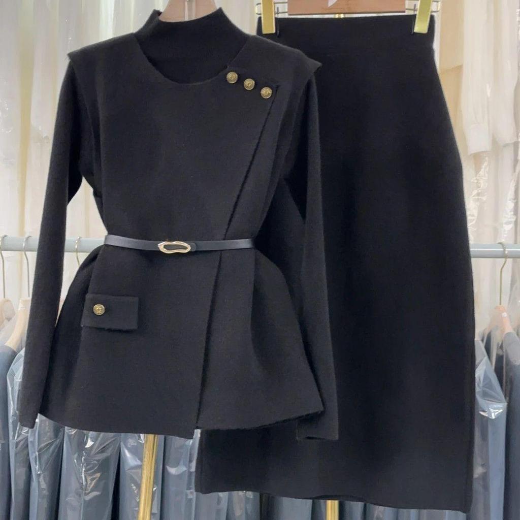 Ji Duo Yan 1248: 2025 Autumn/Winter Women's Solid Color Intellectual Commute Set Dress