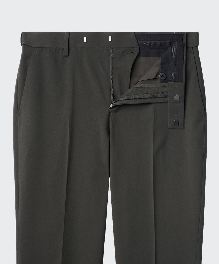 MUSINSA STANDARD [Cooltandard] Relaxed Tapered Hidden Banding Crop Slacks [Dusty Khaki]