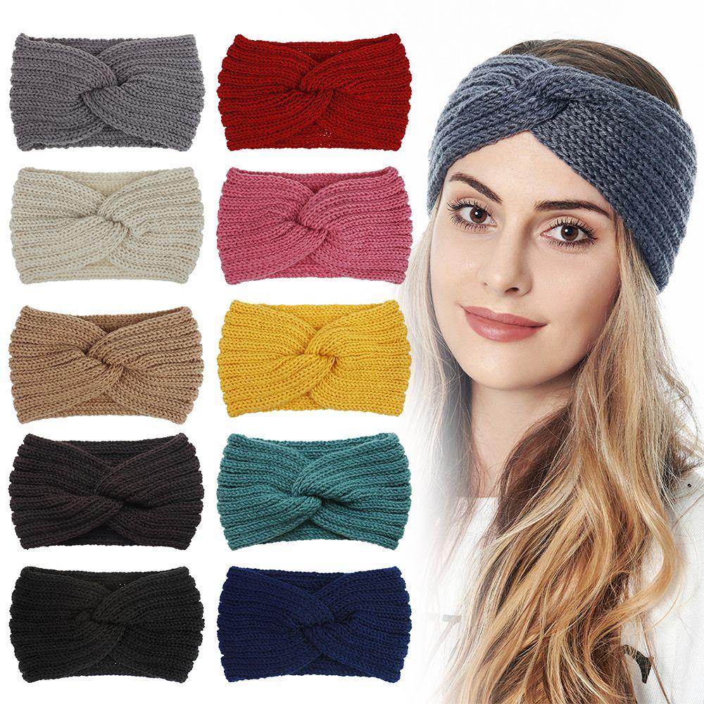 Women Hairband Head Wrap Cross Knot Hairband Hair Accessories Knitted Headband Ear Warmer Headband