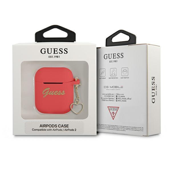 Etui do AirPods 1 Guess Silicone Heart Collection Czerwone