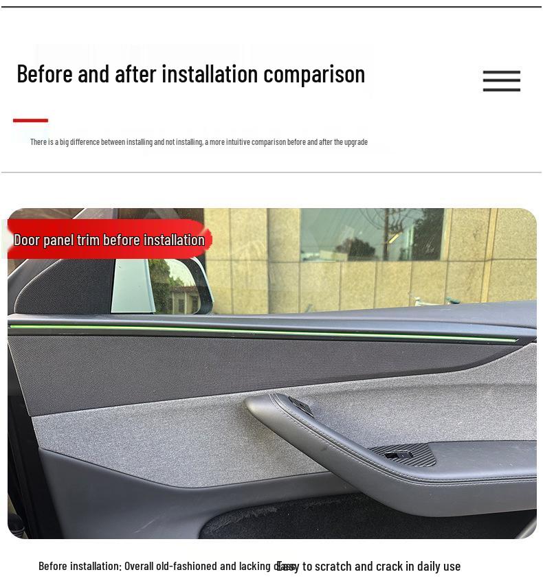 Tesla Model Y Обновленная версия Накладка на дверную карту - Аксессуар для улучшения интерьера