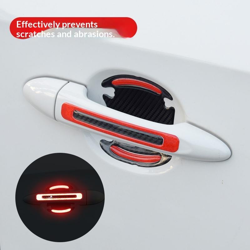 8Pcs Car Door Handle Sticker Protection Sticker Door Handle Paint Surface Anti-Scratch Sticker Car Safety Reflective Strip
