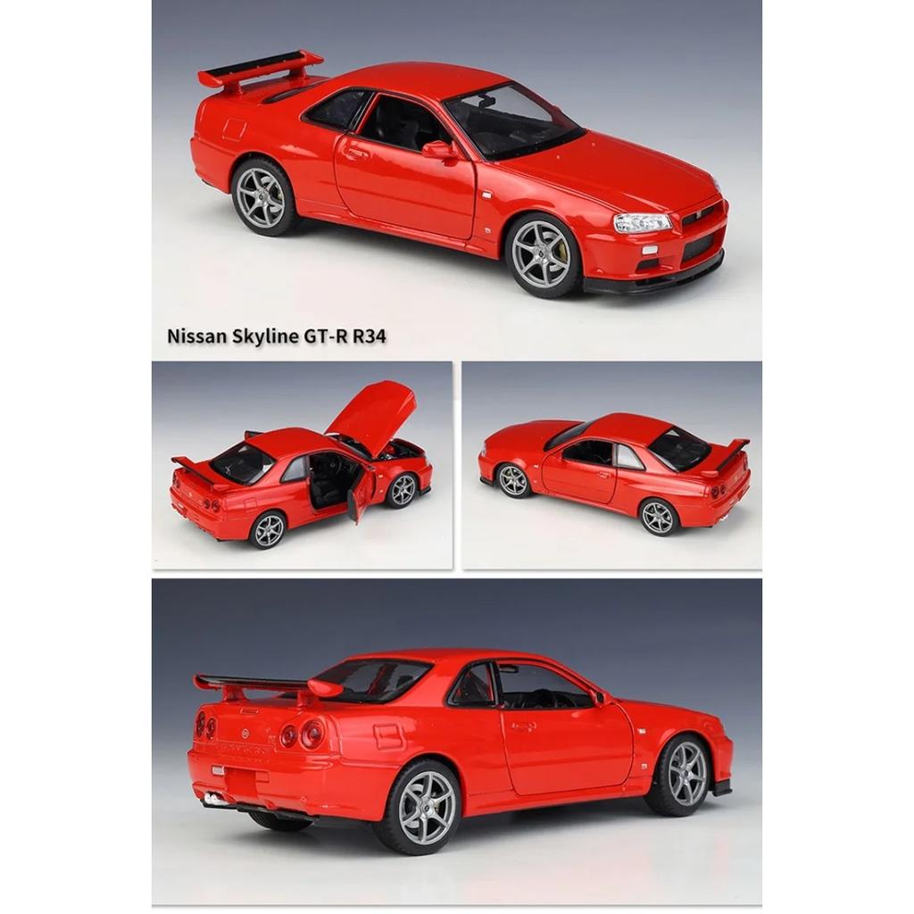 Welly 1/24 Nissan Skyline GTR R34 Сплав Модель Спортивного Автомобиля Литые Металлические Гоночные Автомобили Транспортные Средства Модель Симуляция Детские Игрушки Подарок