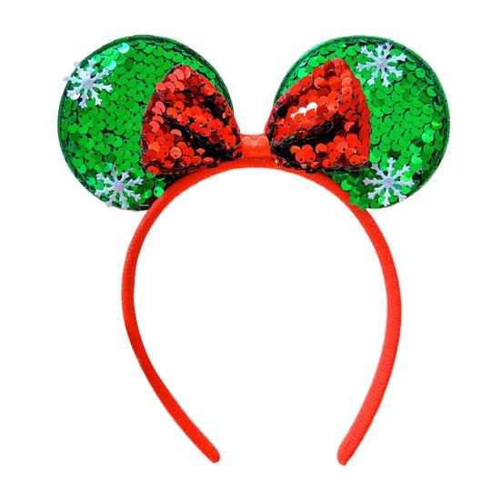 Рождественская повязка на голову с бантом для детей и взрослых, карнавальный костюм, украшение для вечеринки, красный, зеленый, с блестками, рождественский головной убор, реквизит для фотосъемки