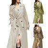 Women's Double Breasted Long Trench Coat Windproof Lapel Slim Overcoat with Belt Windbreaker Jacket for Spring Autumn