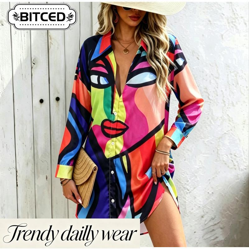 BITCED Женские модные повседневные блузки и рубашки-поло с длинным рукавом