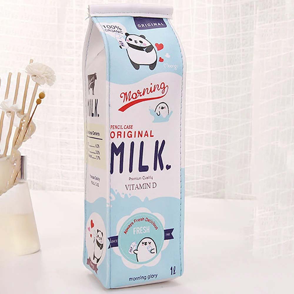1PC Creative Cute Milk Carton Pen Bag, Large Capacity Stationery Storage Box, Suitable for Pens, Rulers, Cosmetics