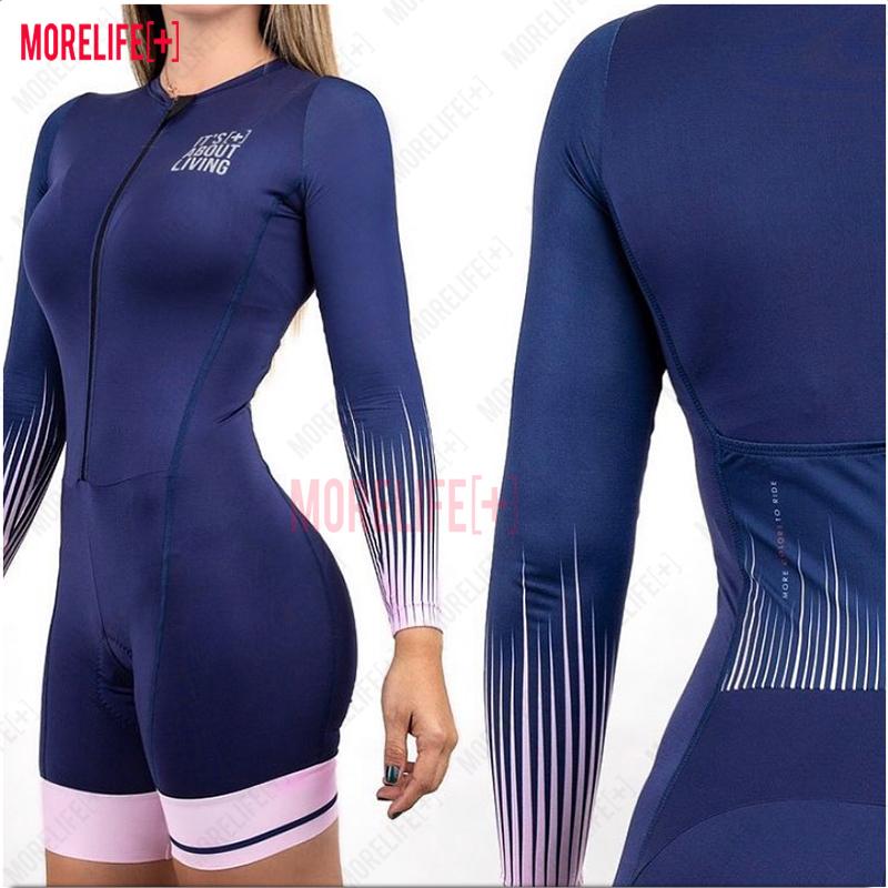 Monos Mujer Triathlon Women's Cycling Jumpsuit the Little Monkey Suit Pink Women's Bicycle Clothes Long Sleeve Free Shipping