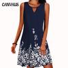 Summer Women's Skirt Loose Print Long Sleeve Design Sense Floral Sleeveless Dress