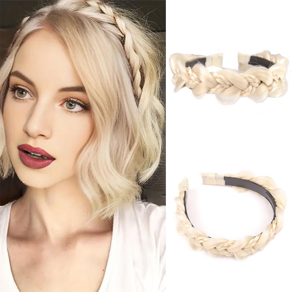 XINRAN Synthetic Fishbone Braid Wig Headband Twist Braid Hair Hoop Hair  Non-Slip Headband For Women Hairpiece Accessories