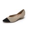 2024 New Women High Heels Pointed Toe Solid Color Stretch Knitted Shoes Slope Heel Anti Slip Wear-resistant Women Shallow Shoes