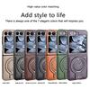 Luxury Leather Phone Case For Samsung Galaxy Z Flip 7 6 5 4 3 5G Magnetic Cover Ring Metal Bracket Shockproof Kickstand Cover
