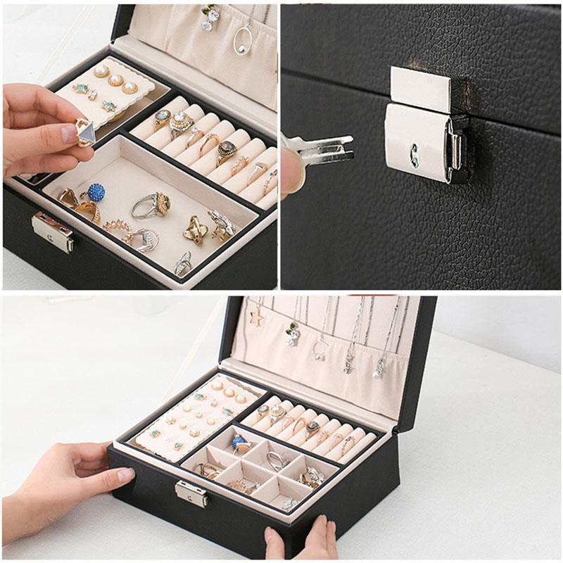 Earrings Necklace Ring Jewelry Organizer Portable Jewelry Storage Box Travel Organizer Jewelry Case Leather Storage