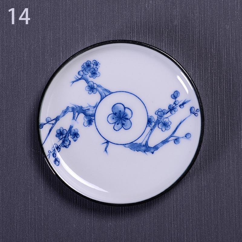 1 шт. Сине-белая керамическая подставка для чайной чашки, фарфоровая подкладка для чайной чашки, подставка в китайском стиле, изоляционная подставка, поднос