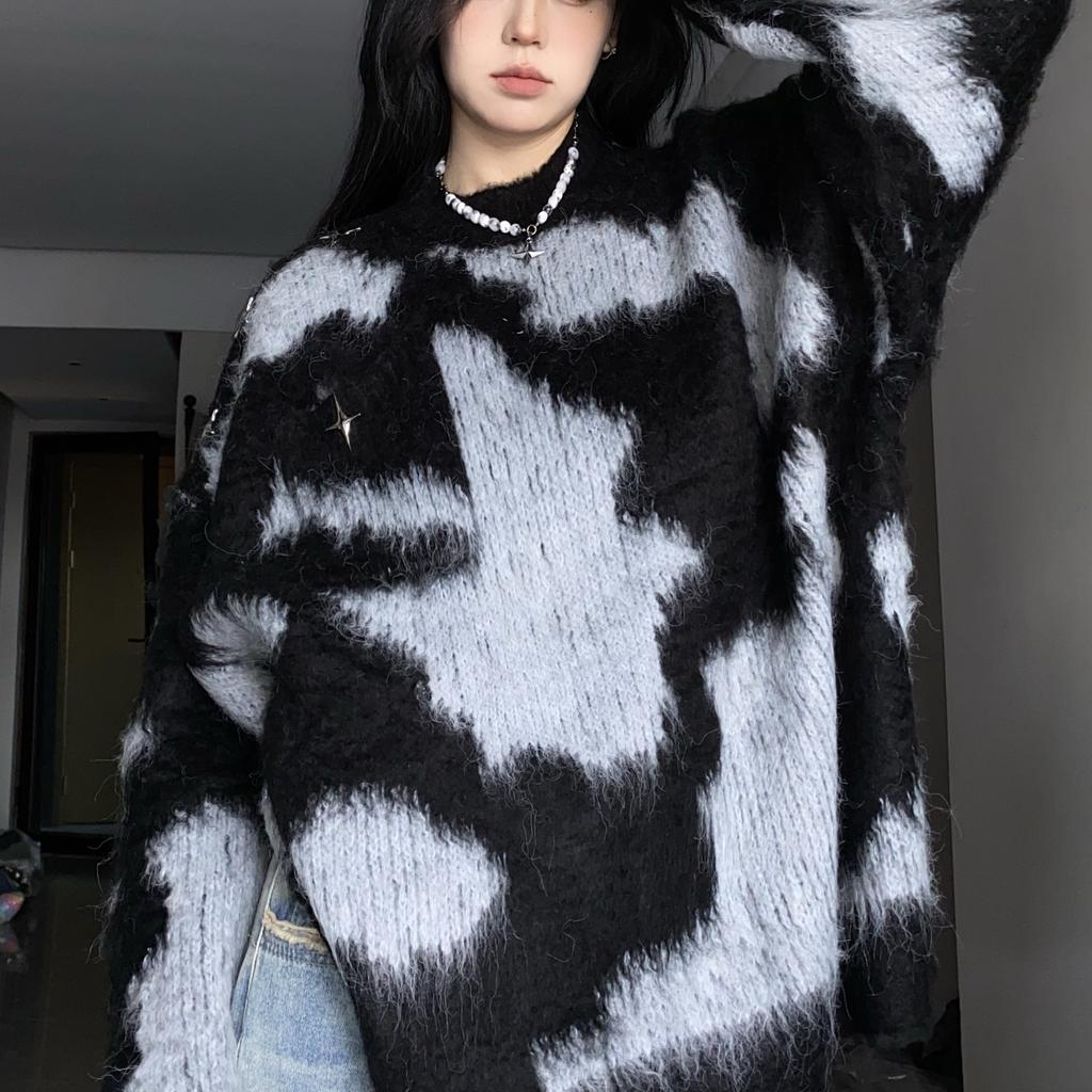 Ленивый ветер цветной свитер Collision женский осенне-зимний свободный круглый вырез пуловер вязаный свитер женский топы модный универсальный