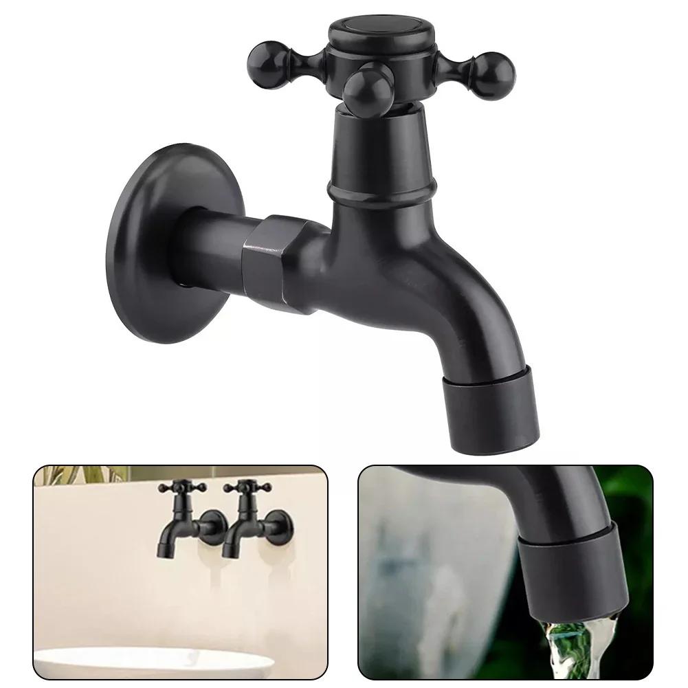 G1/2'' антикварный кран для холодной воды, настенный кран для стиральной машины с черной ручкой и крестообразной ручкой, кран для стиральной машины