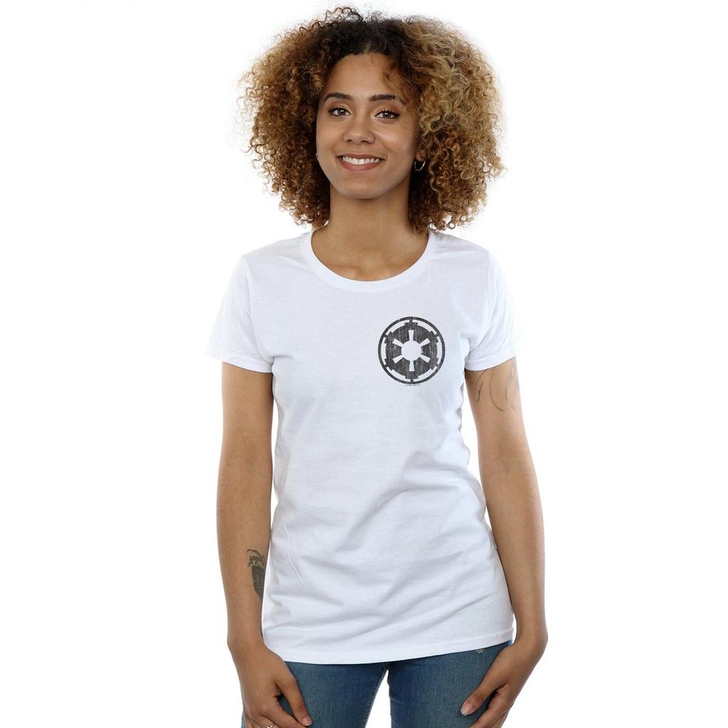 Star Wars Womens/Ladies The Mandalorian Galactic Empire Insignia Breast Print Cotton T-Shirt